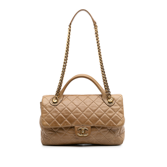 Pre-Loved Chanel Medium Glazed Calfskin Castle Rock Top Handle Flap - Picture 1 of 10